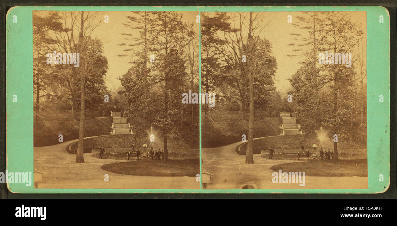 Vista con una fontana, Fairmount Park, Philadelphia, del Newell, R., d. 1897 Foto Stock