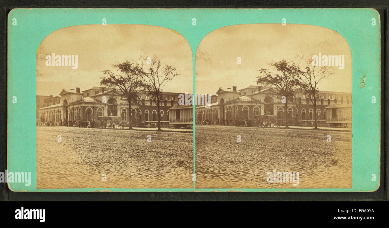 Mercato di Washington, Boston, da Robert N. Dennis raccolta di vista stereoscopica Foto Stock