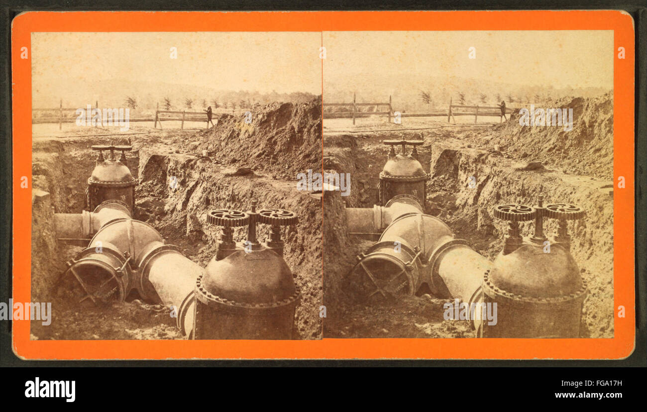 Opere idriche, Newton, Massa, da Robert N. Dennis raccolta di vista stereoscopica 18 Foto Stock