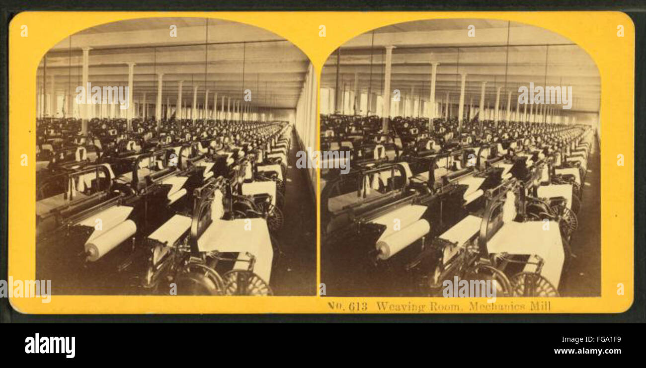 Sala di tessitura meccanica mill, da Kilburn fratelli Foto Stock
