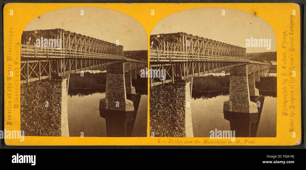 Ponte sul Fiume Mississippi presso San Paolo, da Carbutt, Giovanni, 1832-1905 Foto Stock