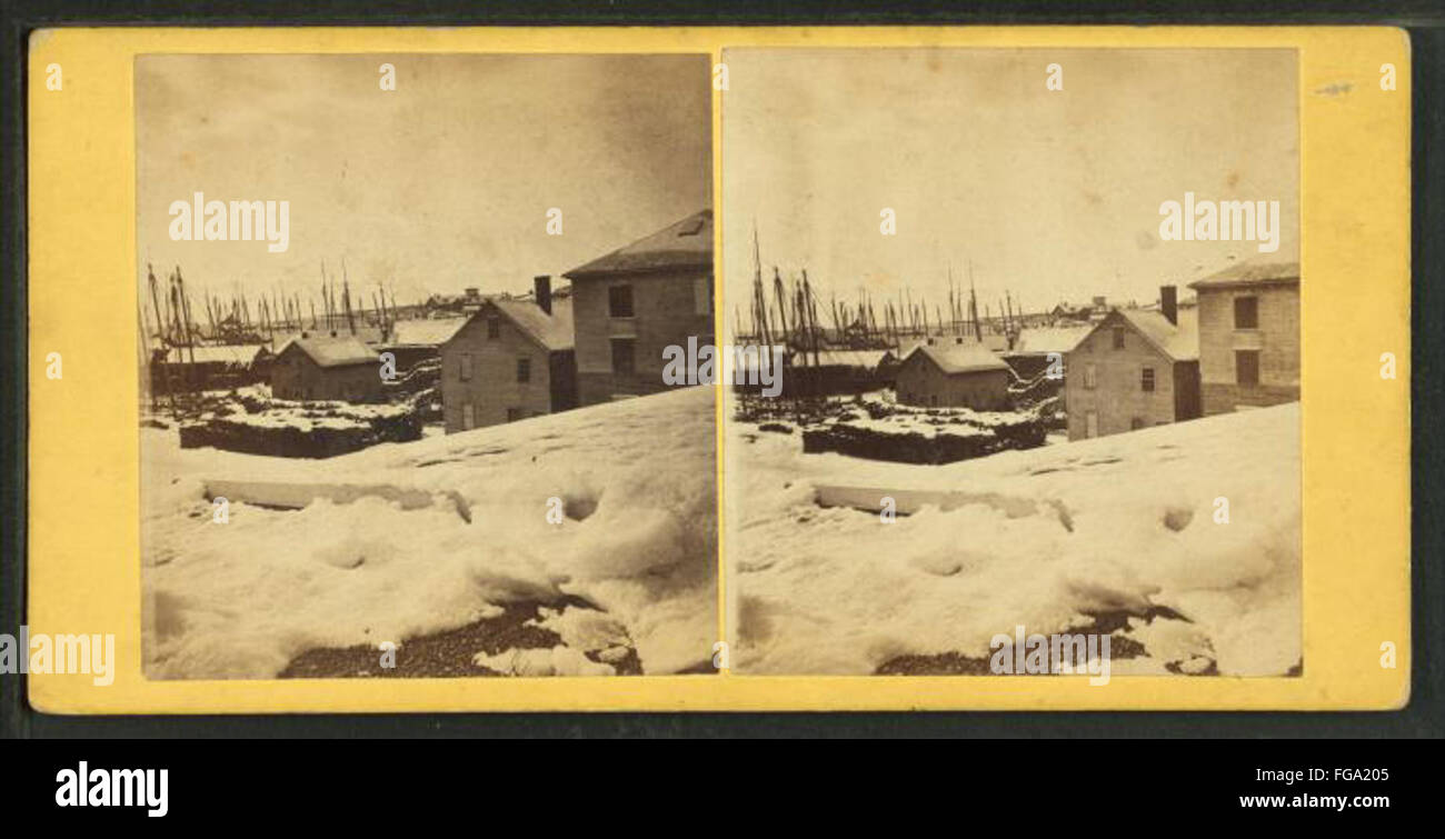 Scena invernale, Gloucester Harbor, Norman e guai a distanza da John B. Heywood Foto Stock