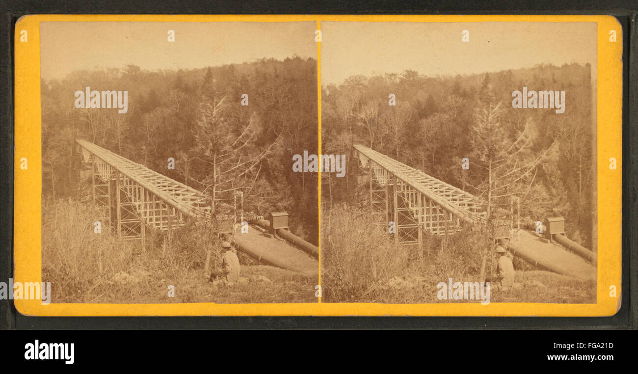 Wissahickon Creek e fino al ponte, da Robert N. Dennis raccolta di vista stereoscopica Foto Stock