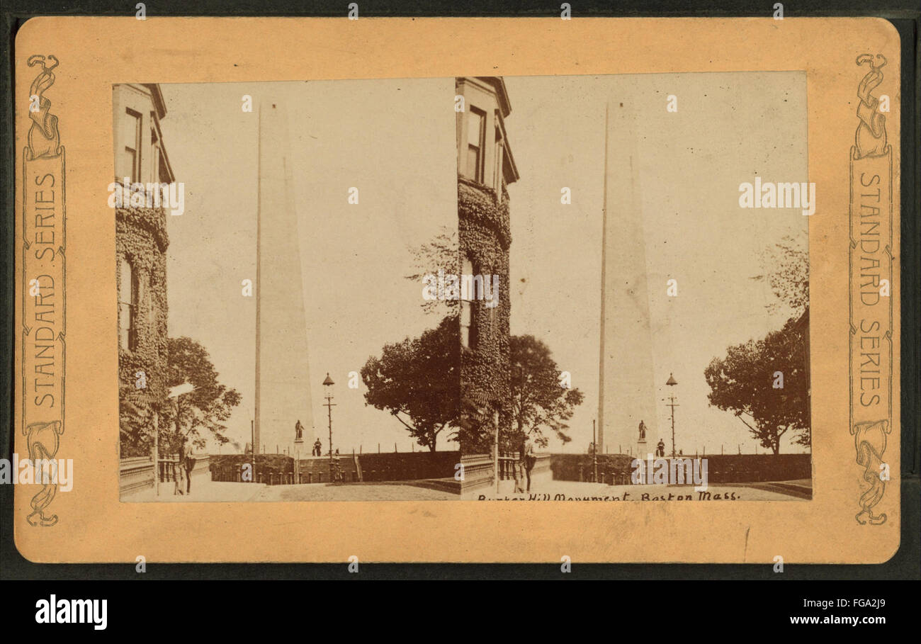 Monumento di Bunker Hill, Boston, Massa, da Robert N. Dennis raccolta di vista stereoscopica Foto Stock