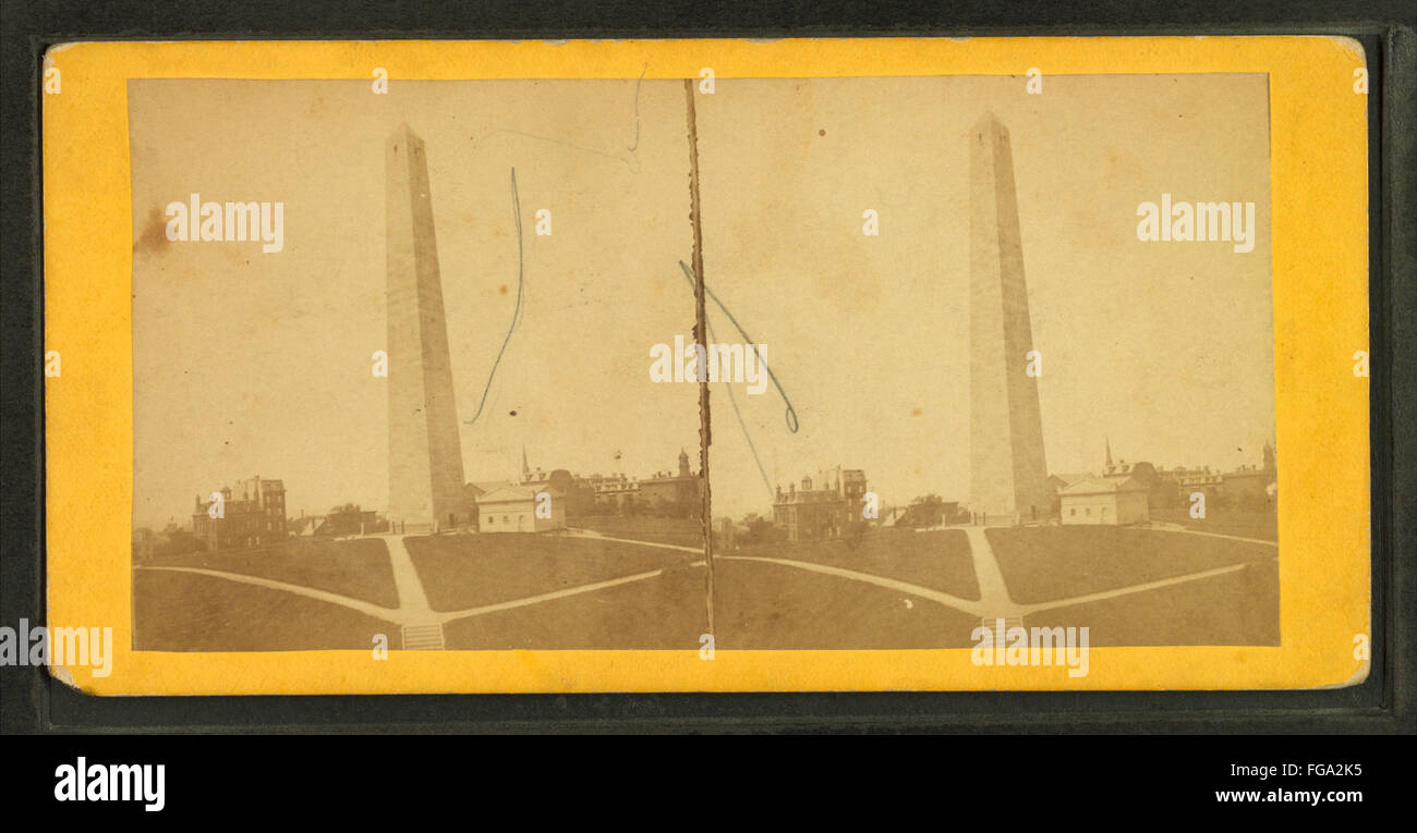 Monumento di Bunker Hill, Charlestown, Massa, da Robert N. Dennis raccolta di vista stereoscopica Foto Stock