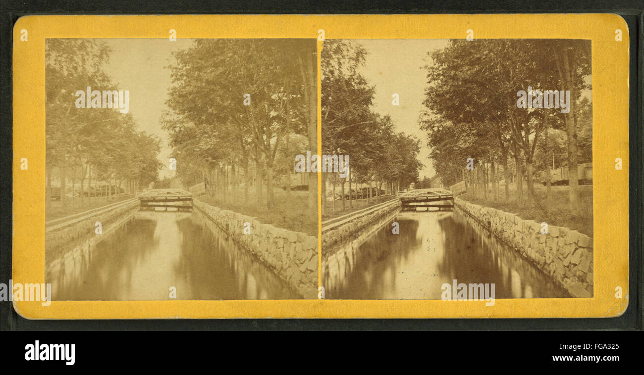 Canal, Great Falls, N.H, da Robert N. Dennis raccolta di vista stereoscopica Foto Stock