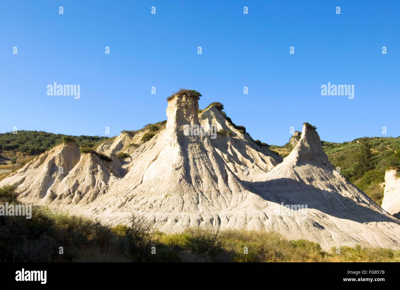 Griechenland, Kreta, bei Kissamos, Potamida, die Mergelkegel einer aufgelassenen Grube bei Potamida. Foto Stock