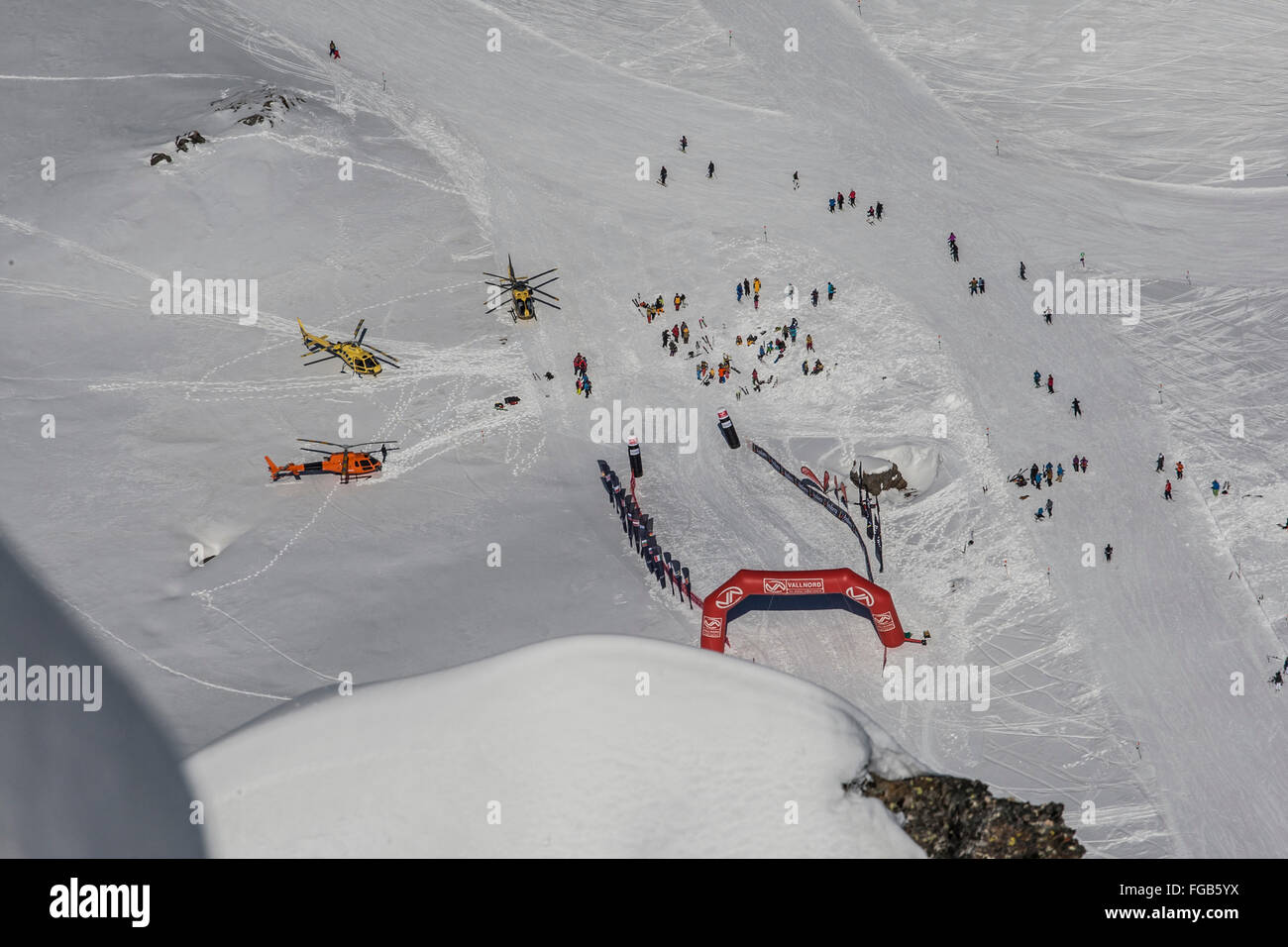 Freeride concorrenza porta di arrivo Foto Stock