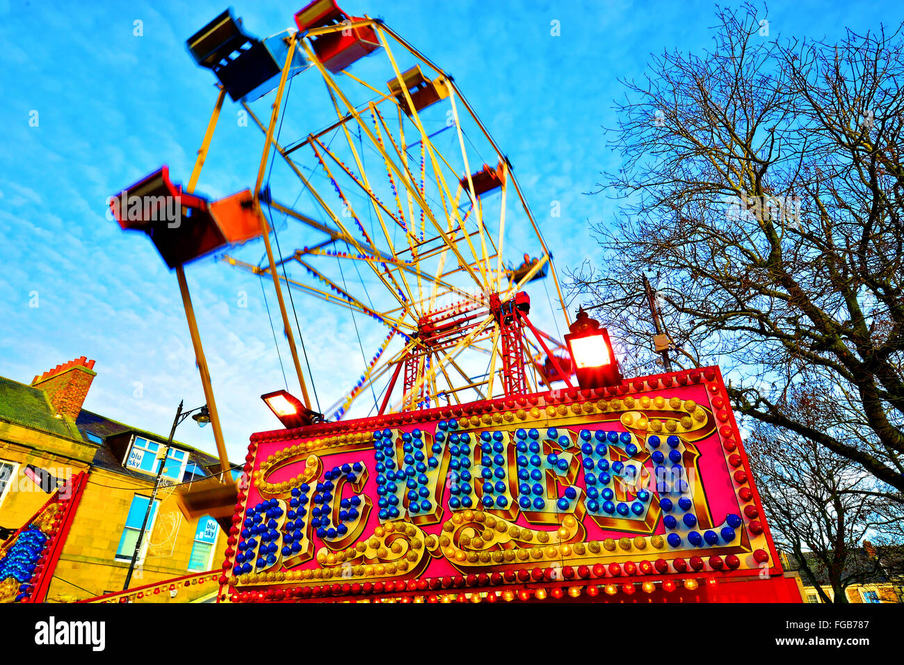 Portable ruota panoramica Ferris inverno Vittoriano Fair North Shields Foto Stock