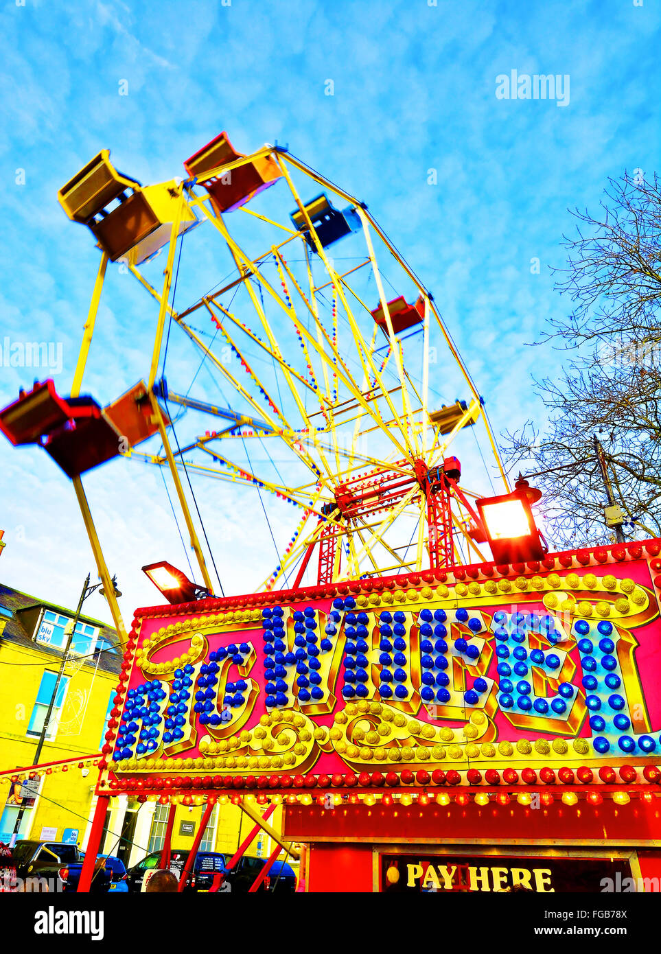 Portable ruota panoramica Ferris inverno Vittoriano Fair North Shields Foto Stock