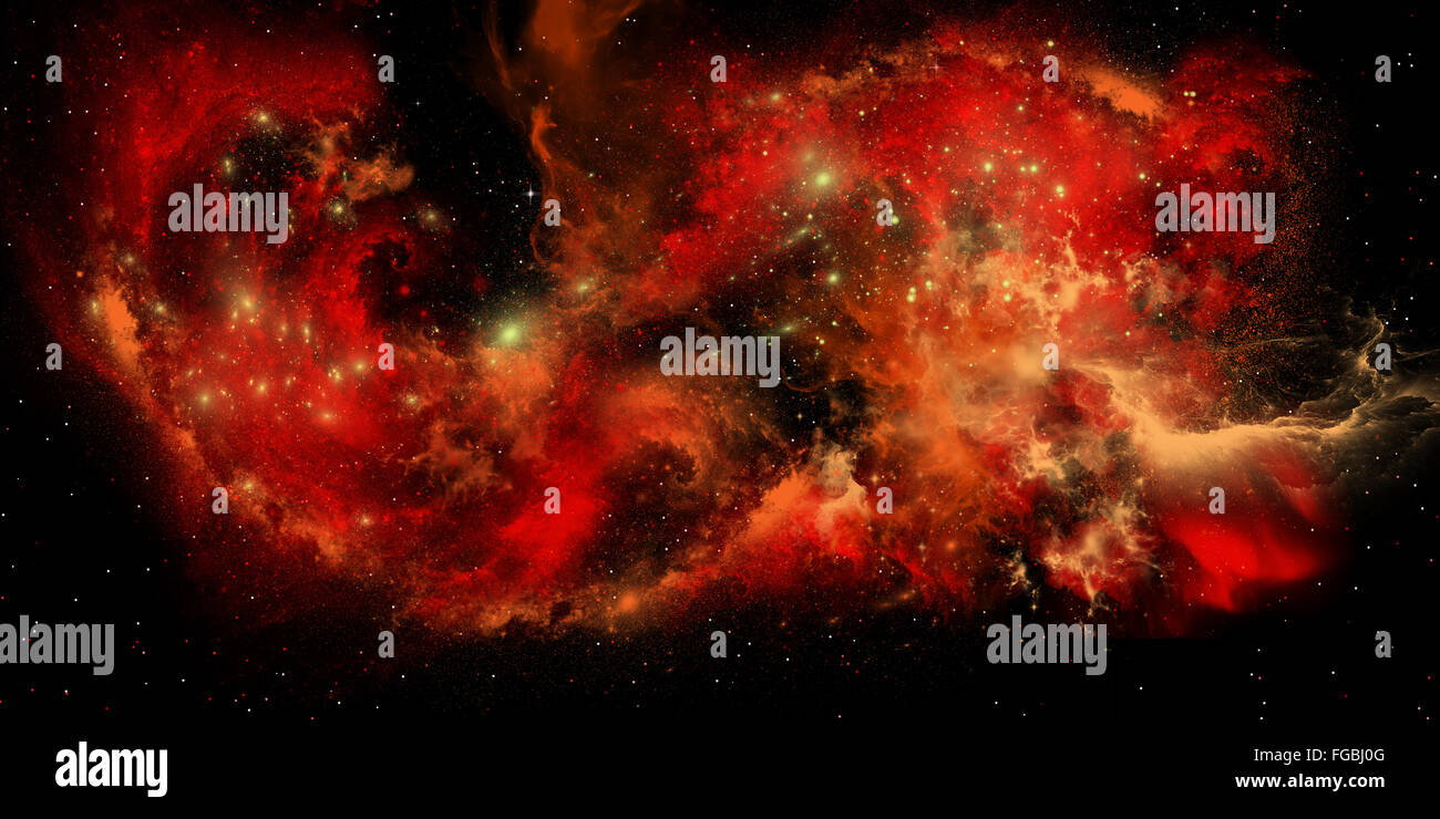Una nebulosa è una raccolta di gas interstellare, polvere e materia in cui nascono le stelle. Foto Stock