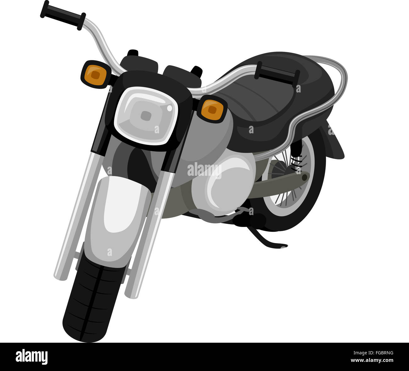 Illustrazione di un motociclo nero pronto per l'uso Foto Stock
