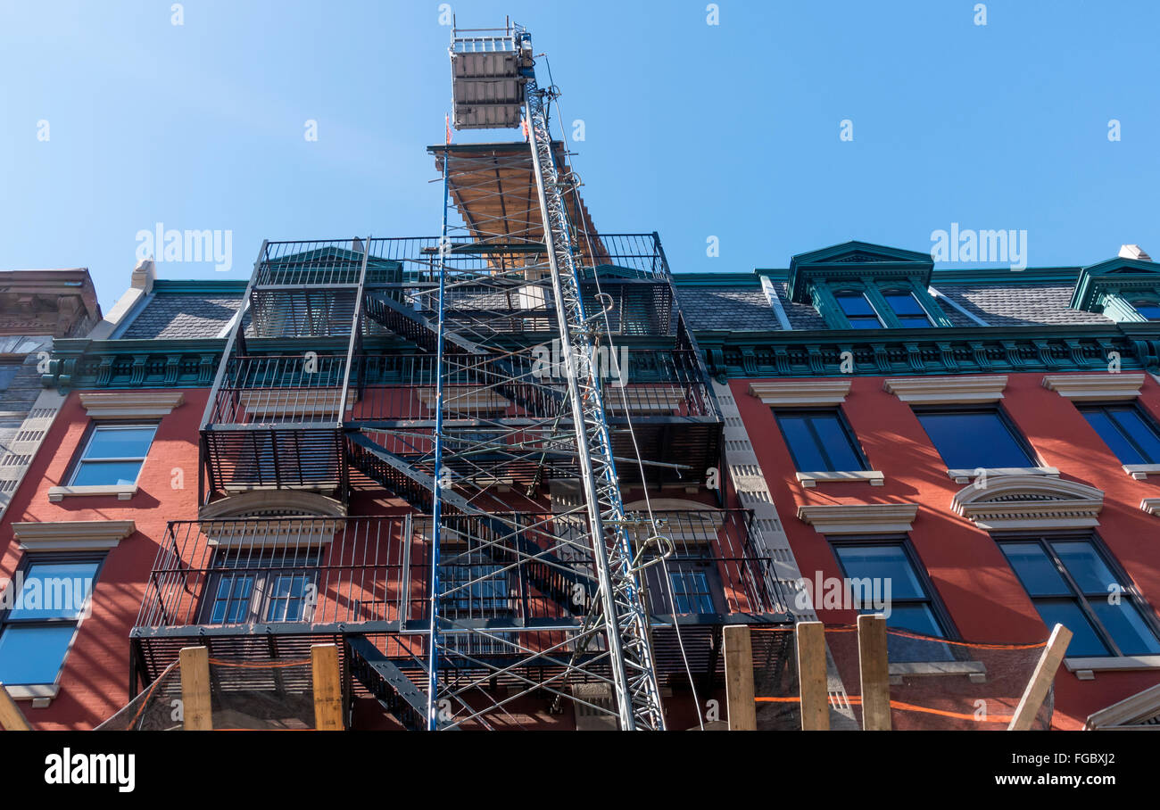 Costruzione di riparazione e restauro in Lower Manhattan a New York City Foto Stock