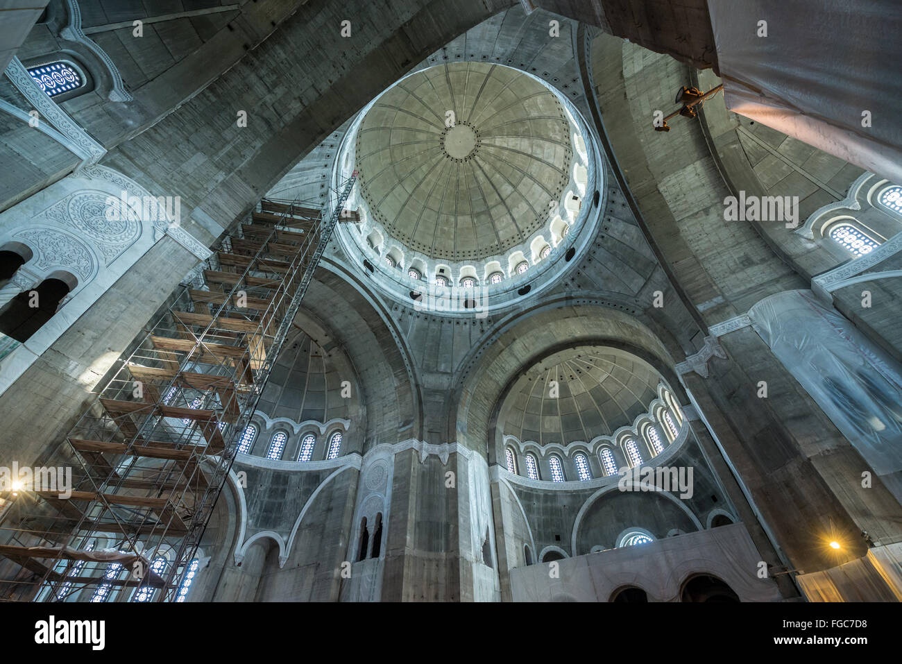 All interno della chiesa di San Sava nella città di Belgrado, Serbia Foto Stock