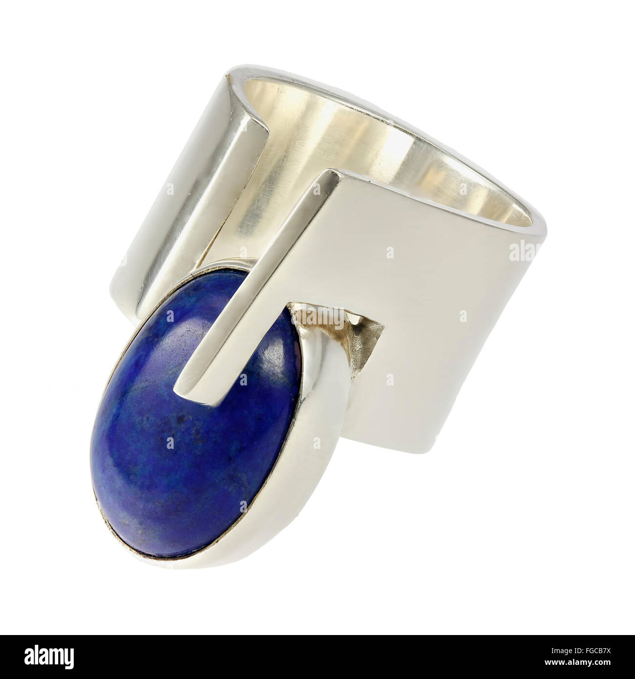Anello in argento con lapiz lazuli Foto Stock