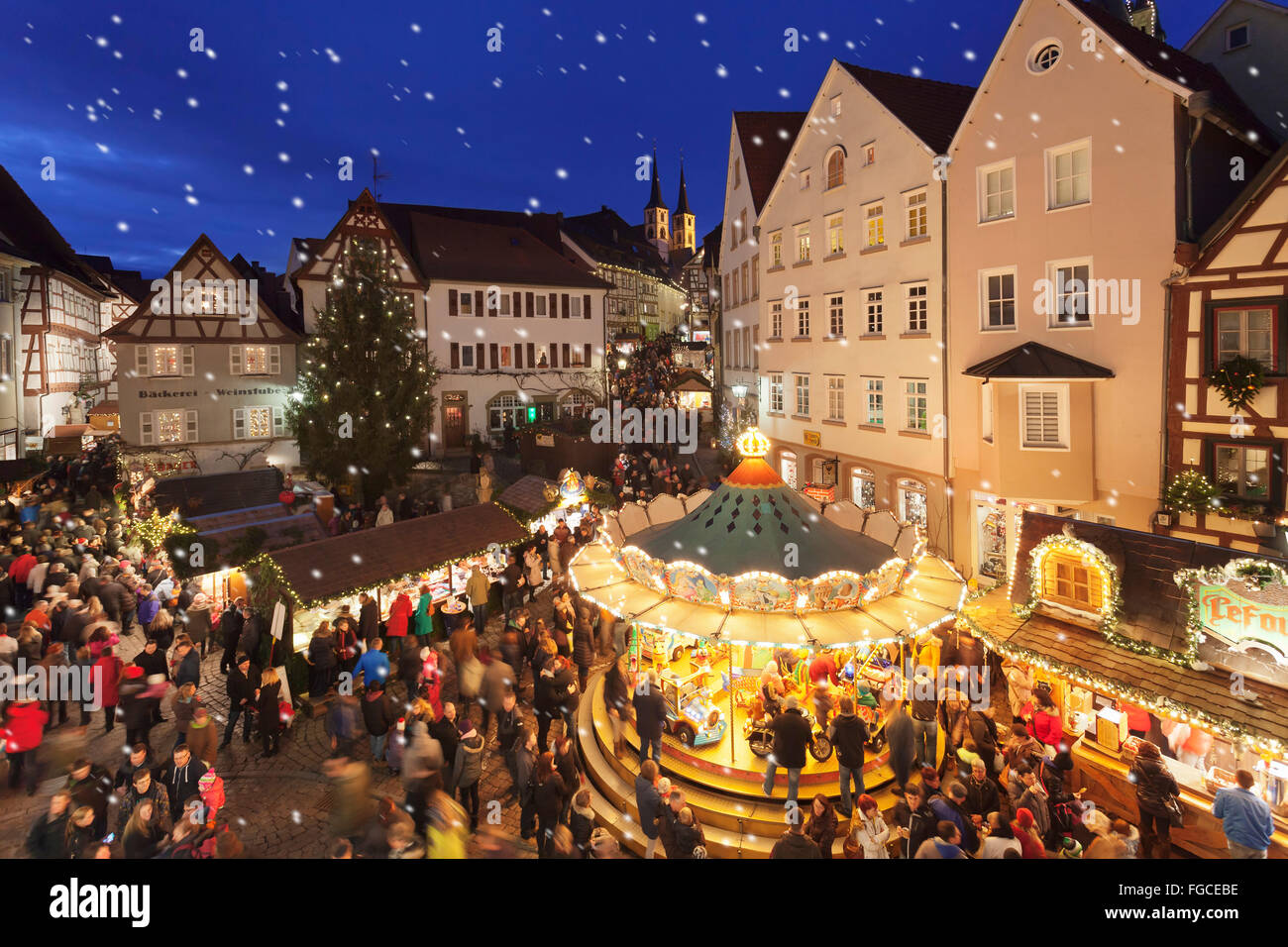 Il mercatino di Natale sulla strada principale, Bad Wimpfen., Baden-Württemberg, Germania Foto Stock