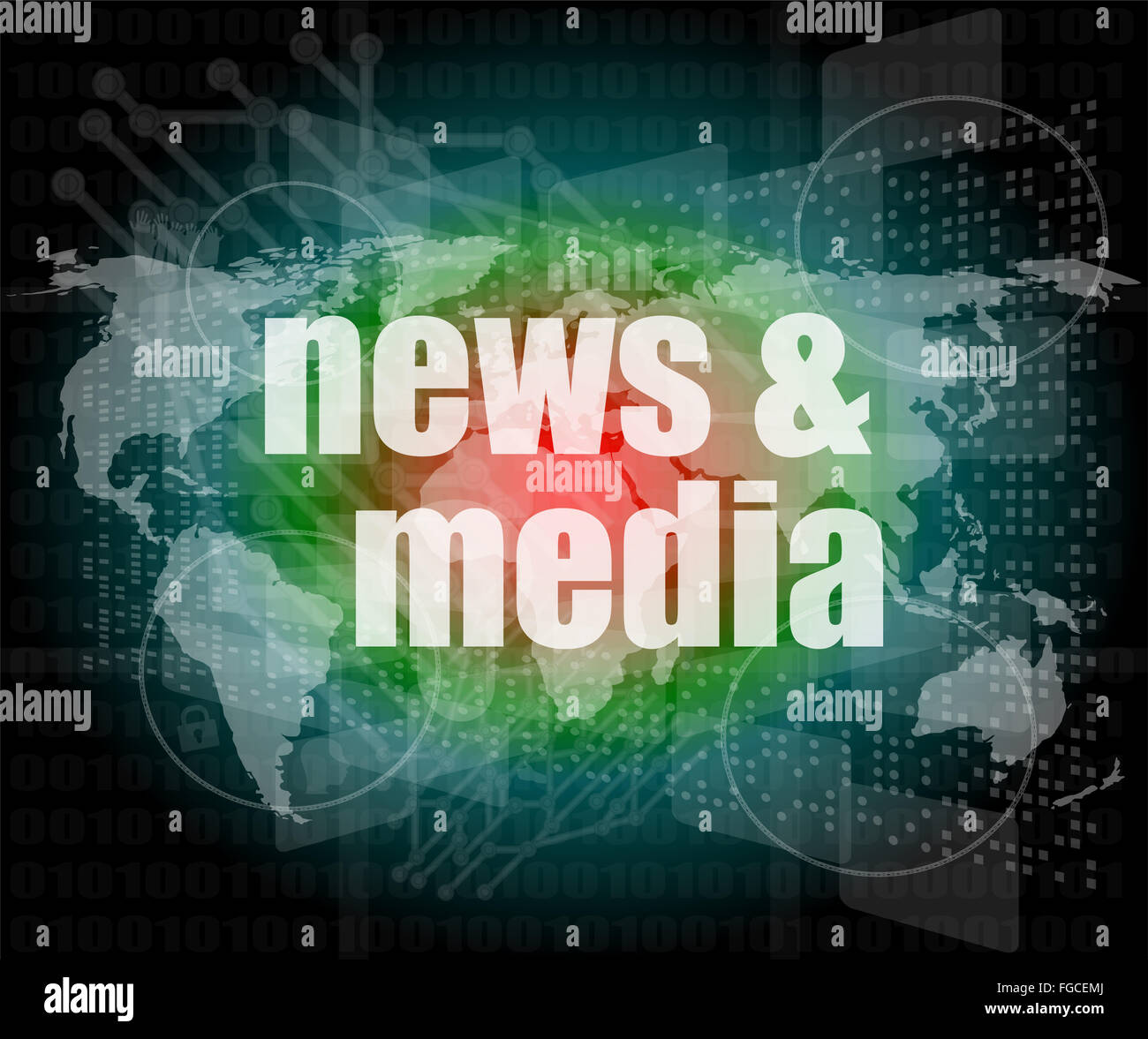 News e stampa concetto: parole Notizie e media sul business schermo digitale Foto Stock