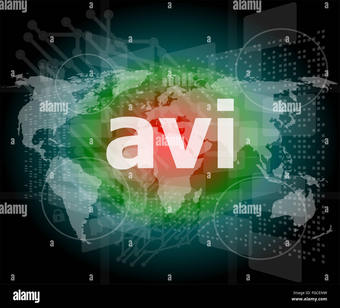 Concetto digitale: avi parola sul display digitale Foto Stock