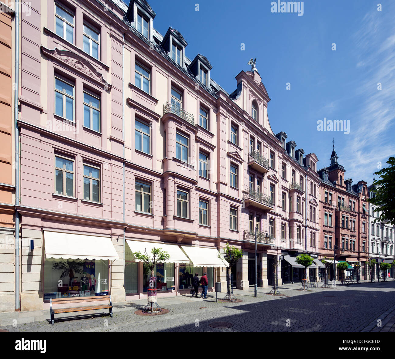 Gilitzerblock, edifici commerciali e residenziali, neo-barocco e neo-rinascimentale, Münchener Straße, zona pedonale Foto Stock