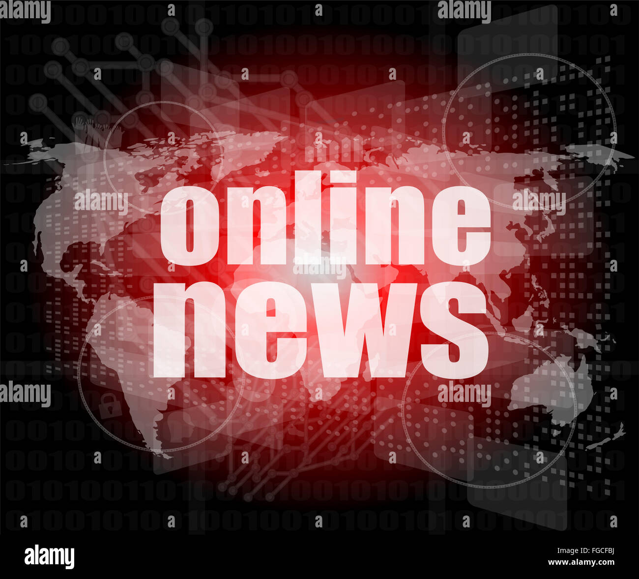 Il concetto di business: parole online news su schermo tattile digitale Foto Stock