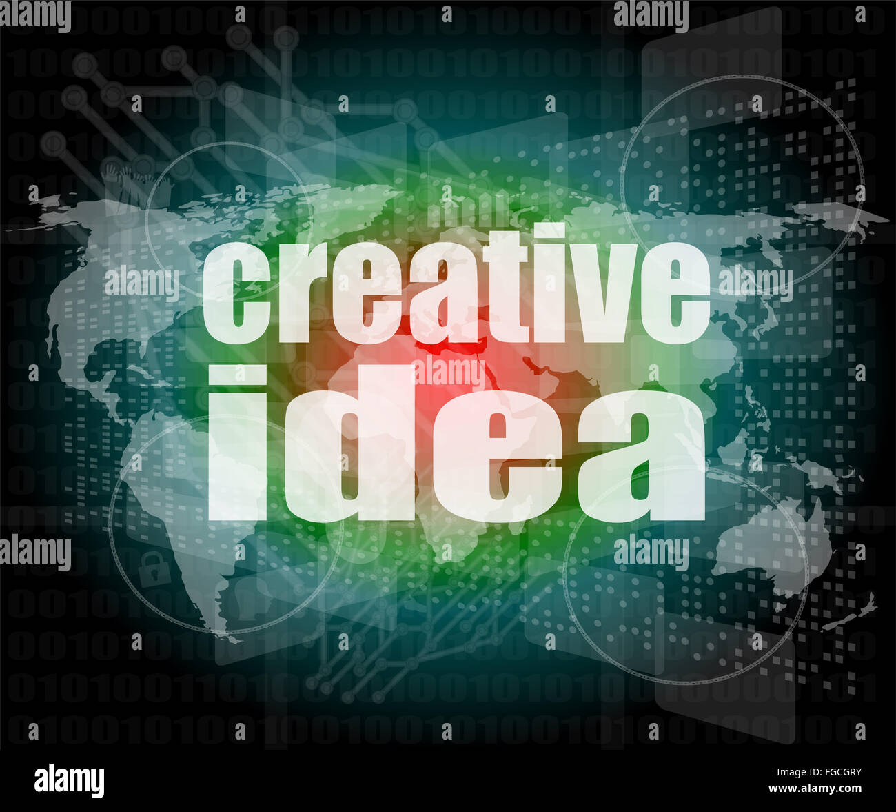 Idea creativa parole sulla schermata digitale. Concetto aziendale Foto Stock