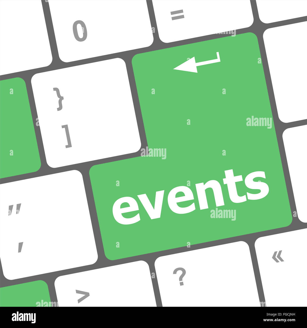Pulsante eventi sulla tastiera - Concetto di vacanza Foto Stock