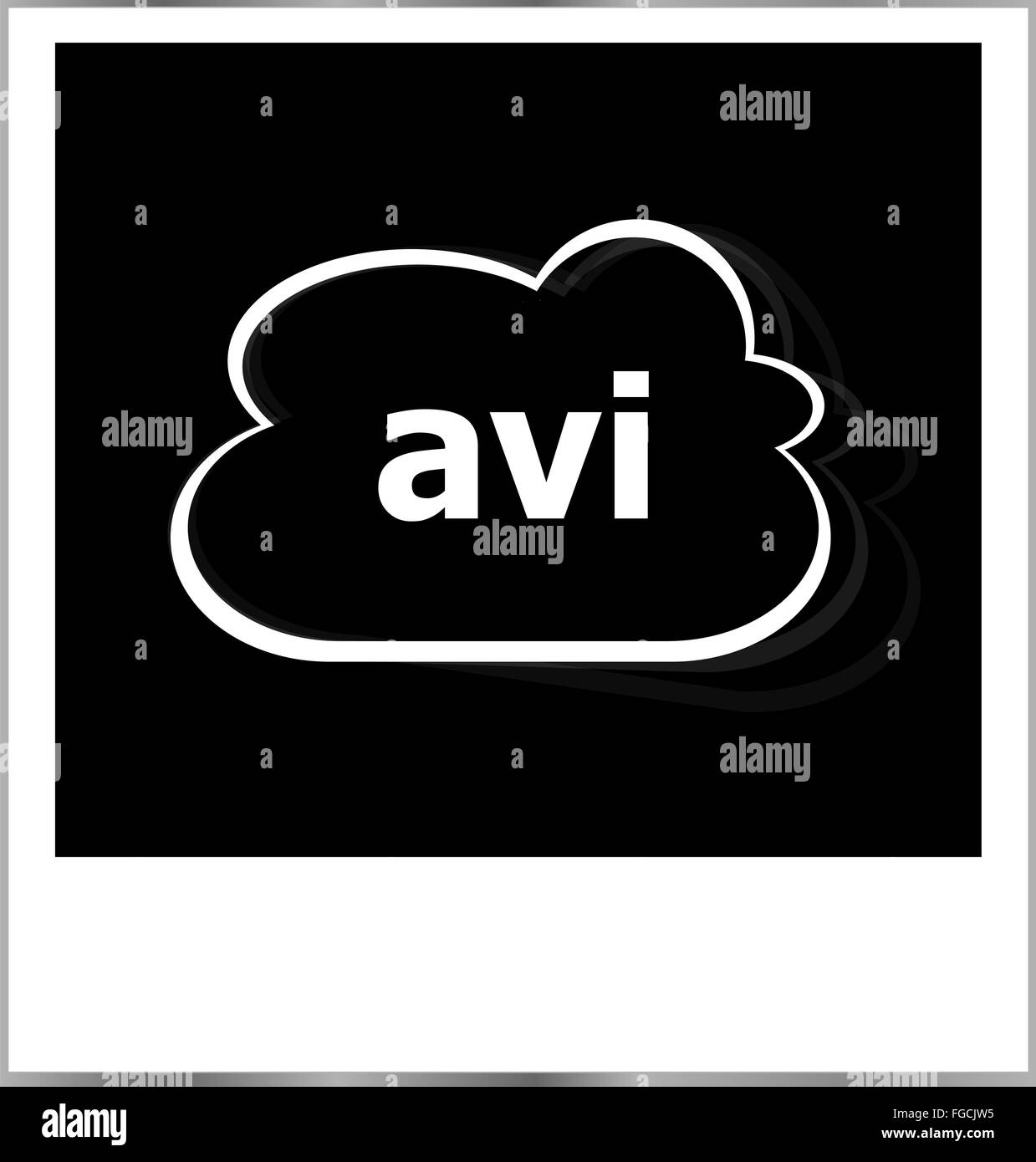 Instant photo frame con il cloud e la parola avi, concetto di internet Foto Stock