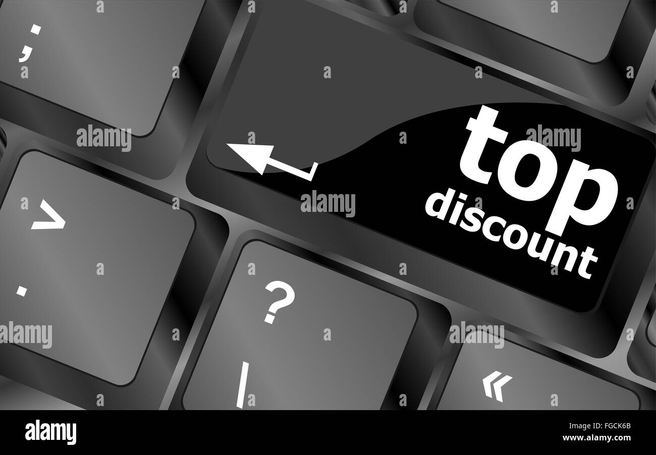 Sconto superiore concetto segno sulla chiave del computer Foto Stock