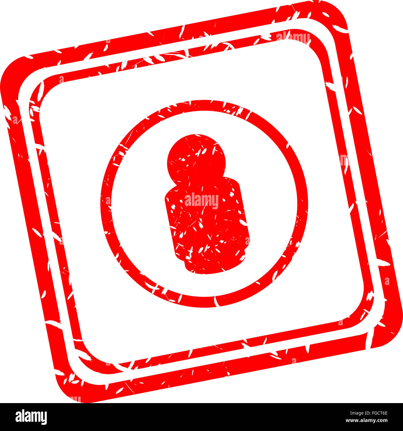 Business francobollo rosso. Maschio umano segno icona. Uomo simbolo di persona Foto Stock