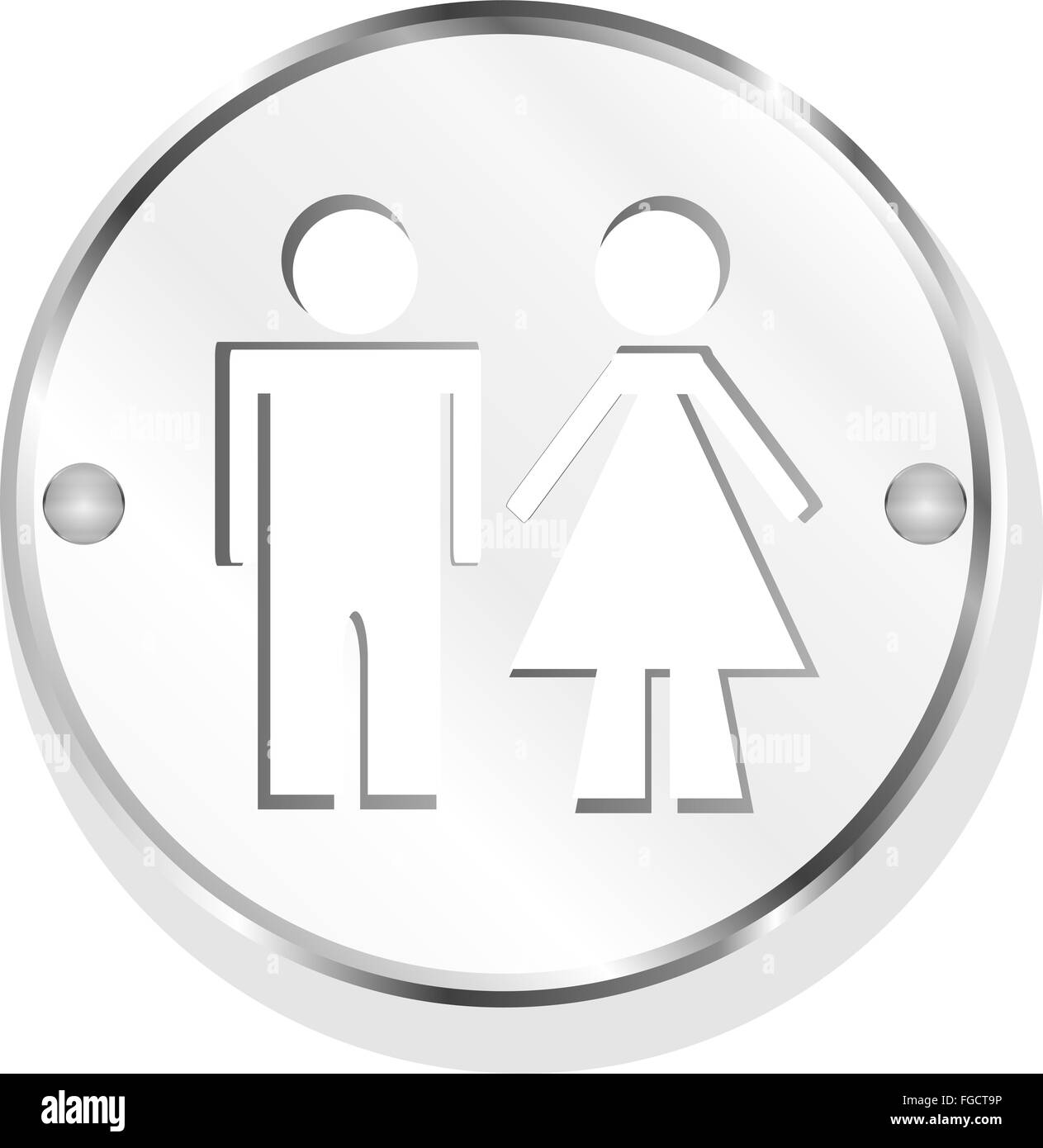 Icona pulsante igienica, uomo e donna, isolato su bianco Foto Stock