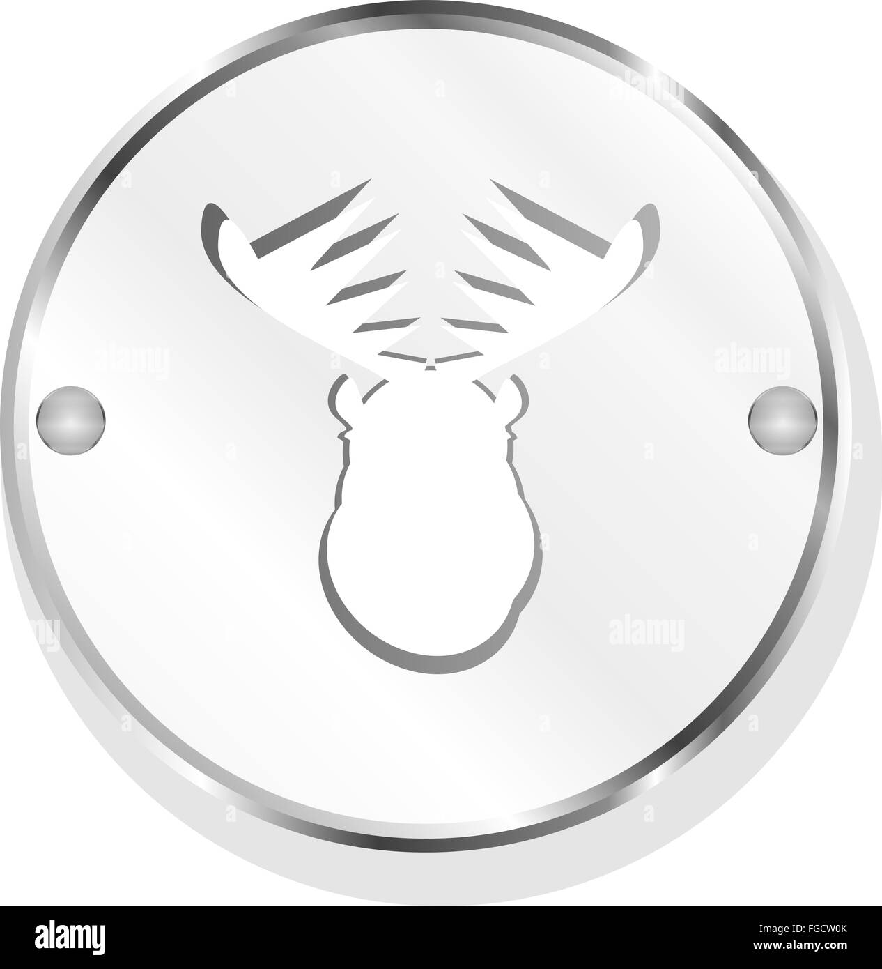 Testa di cervo sul web pulsante icona isolato su bianco Foto Stock