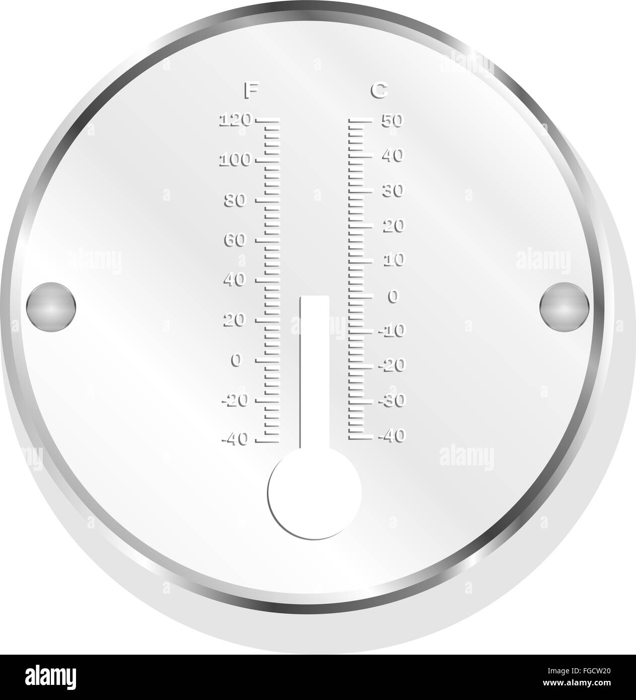 Termometro pulsante icona isolato su bianco Foto Stock