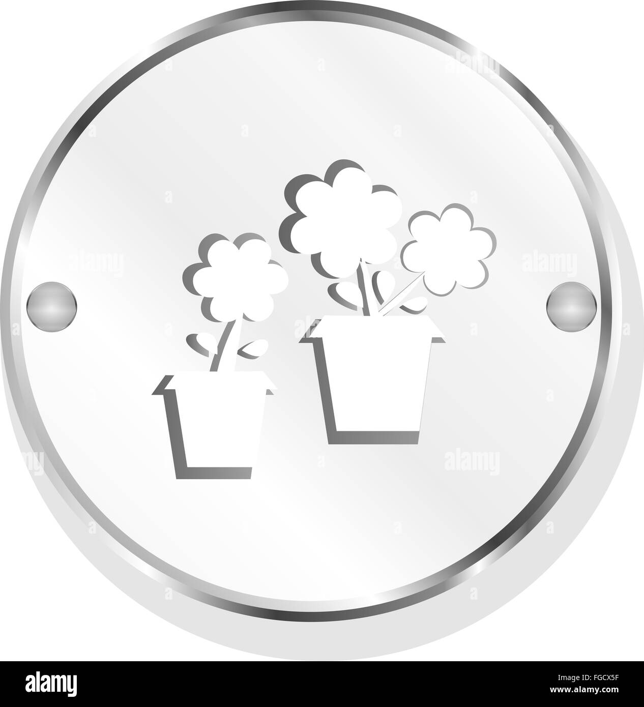 Vaso con fiori isolati icona su bianco Foto Stock