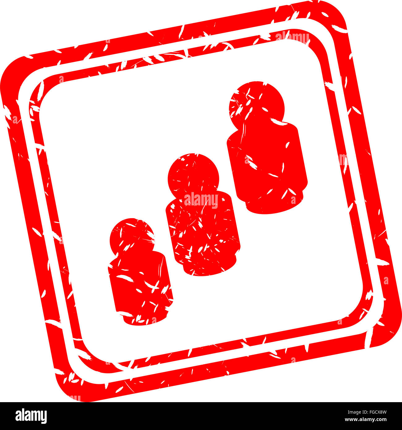 Francobollo rosso. Maschio umano segno icona. Uomo simbolo di persona. Toilette maschile Foto Stock