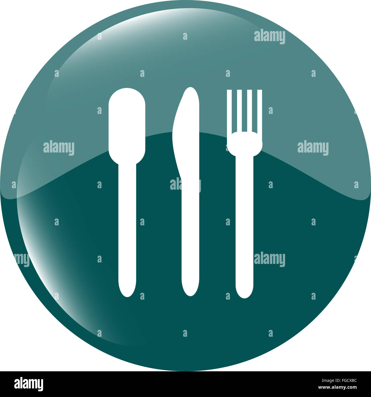 Web di cibo icona lucida, pulsante isolato su bianco Foto Stock