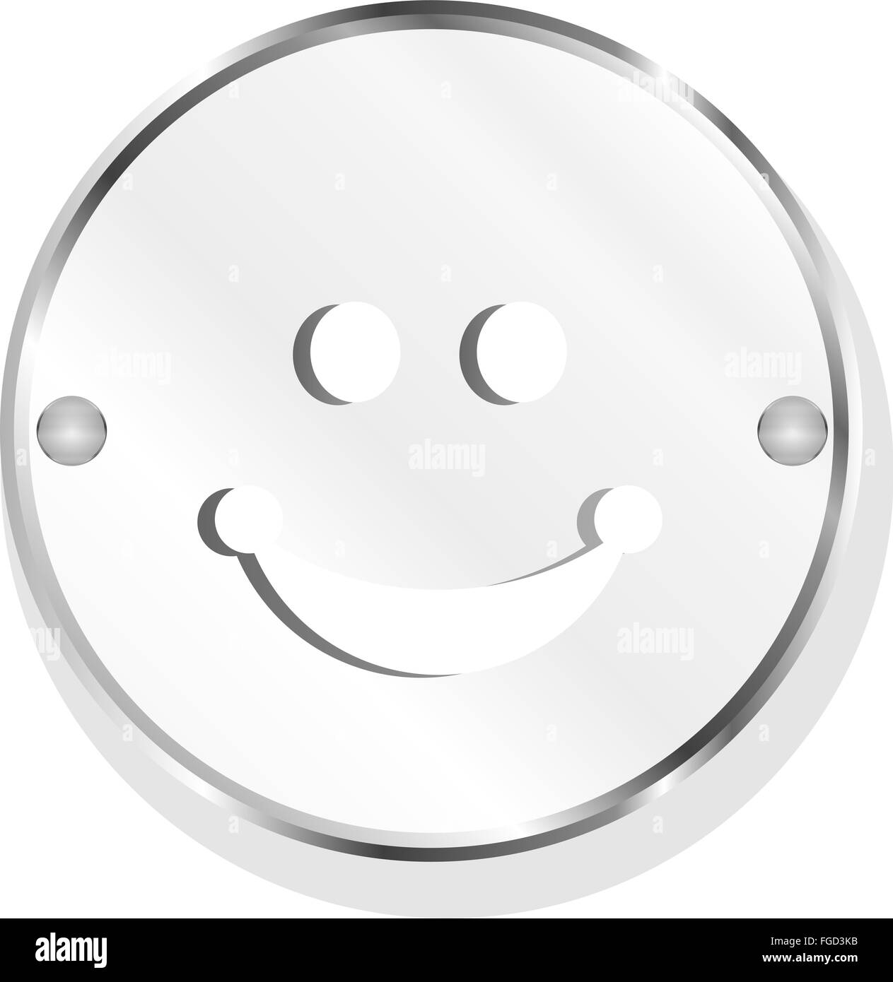 Icona Smile pulsante lucida isolato su bianco Foto Stock