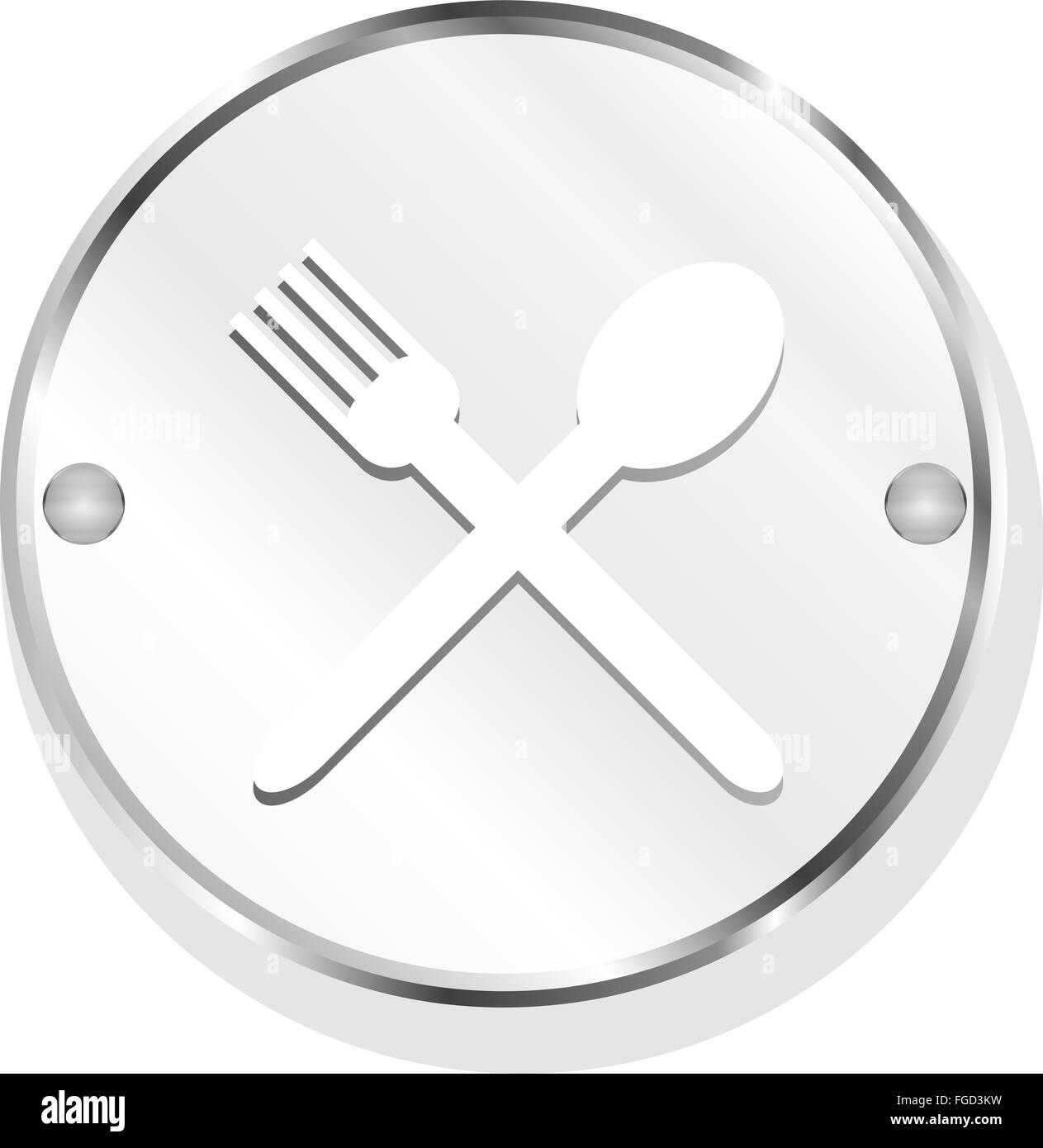 Pulsanti web icona alimentare: cucchiaio e forchetta segno Foto Stock