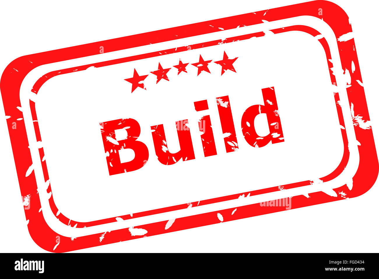 Costruire grunge timbro di gomma isolato su bianco Foto Stock