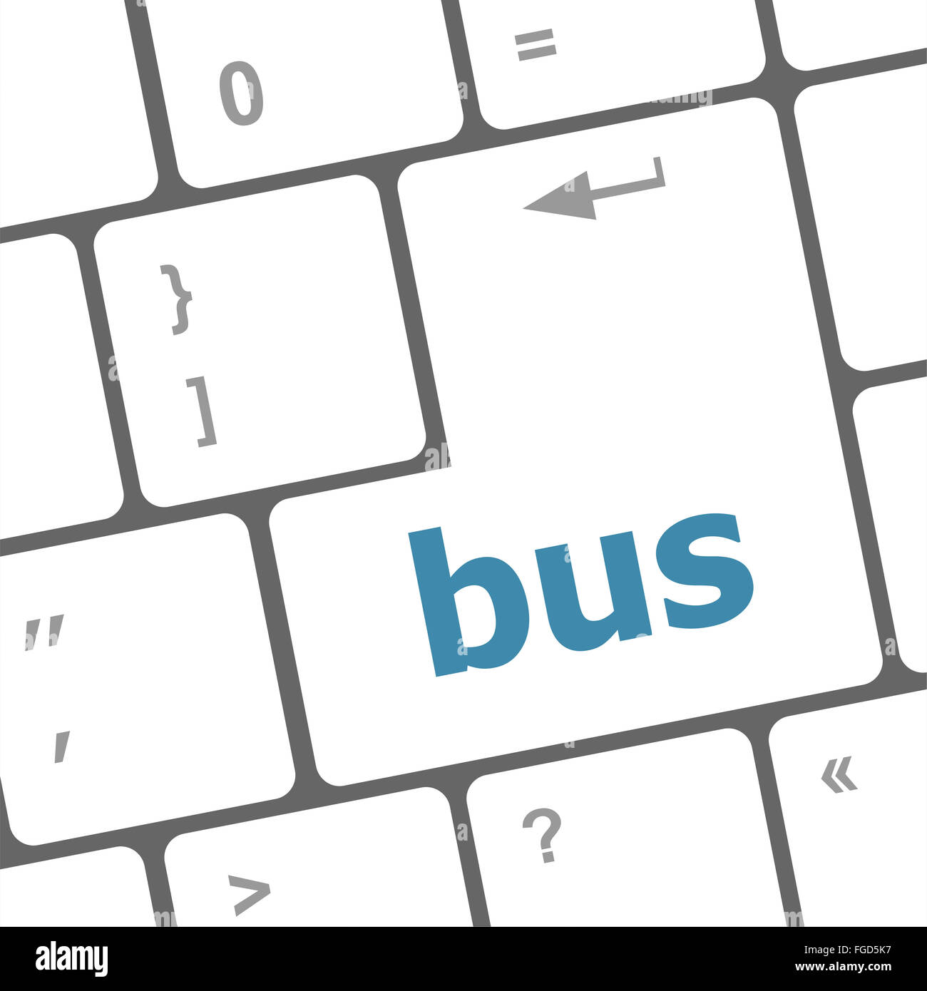 Bus icona word su laptop i tasti della tastiera Foto Stock