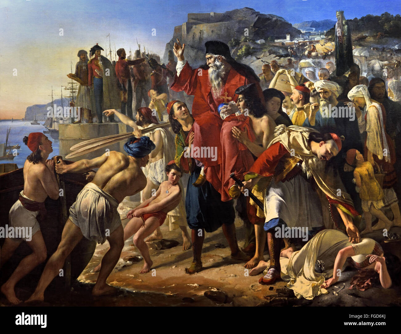 L'imbarco Pargans (1827) l'episodio 1819, e prima della guerra greca di Indipendenza (1821-1829) contro la Turchia Apollodoro Alphonse Callet (1799-1831) Francia - Francese Foto Stock