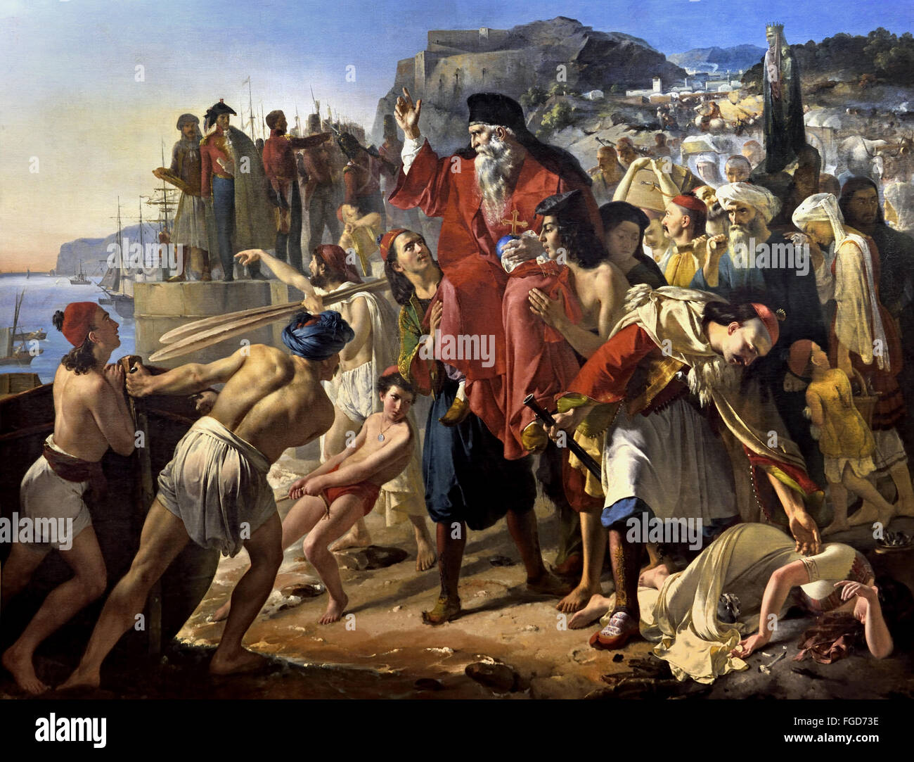 L'imbarco Pargans (1827) l'episodio 1819, e prima della guerra greca di Indipendenza (1821-1829) contro la Turchia Apollodoro Alphonse Callet (1799-1831) Francia - Francese Foto Stock