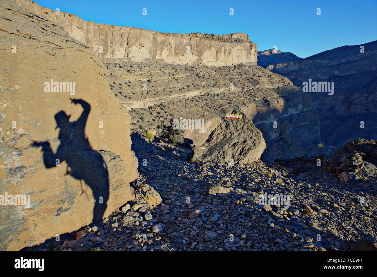 Ghul Whadi gola è un popolare percorso trekking. Jebel Shams mountain, Oman. Foto Stock