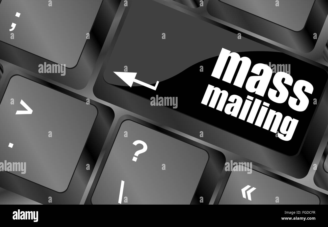 Concetto di commercializzazione: la tastiera del computer con word di mailing di massa Foto Stock