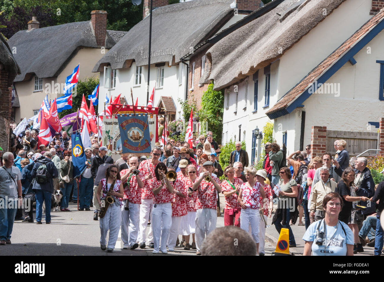 A Tolpuddle martiri Festival.Sindacali rally di raccolta si tiene ogni anno nel mese di luglio in Dorset villaggio di Tolpuddle,l'Inghilterra,l'Europa. Foto Stock