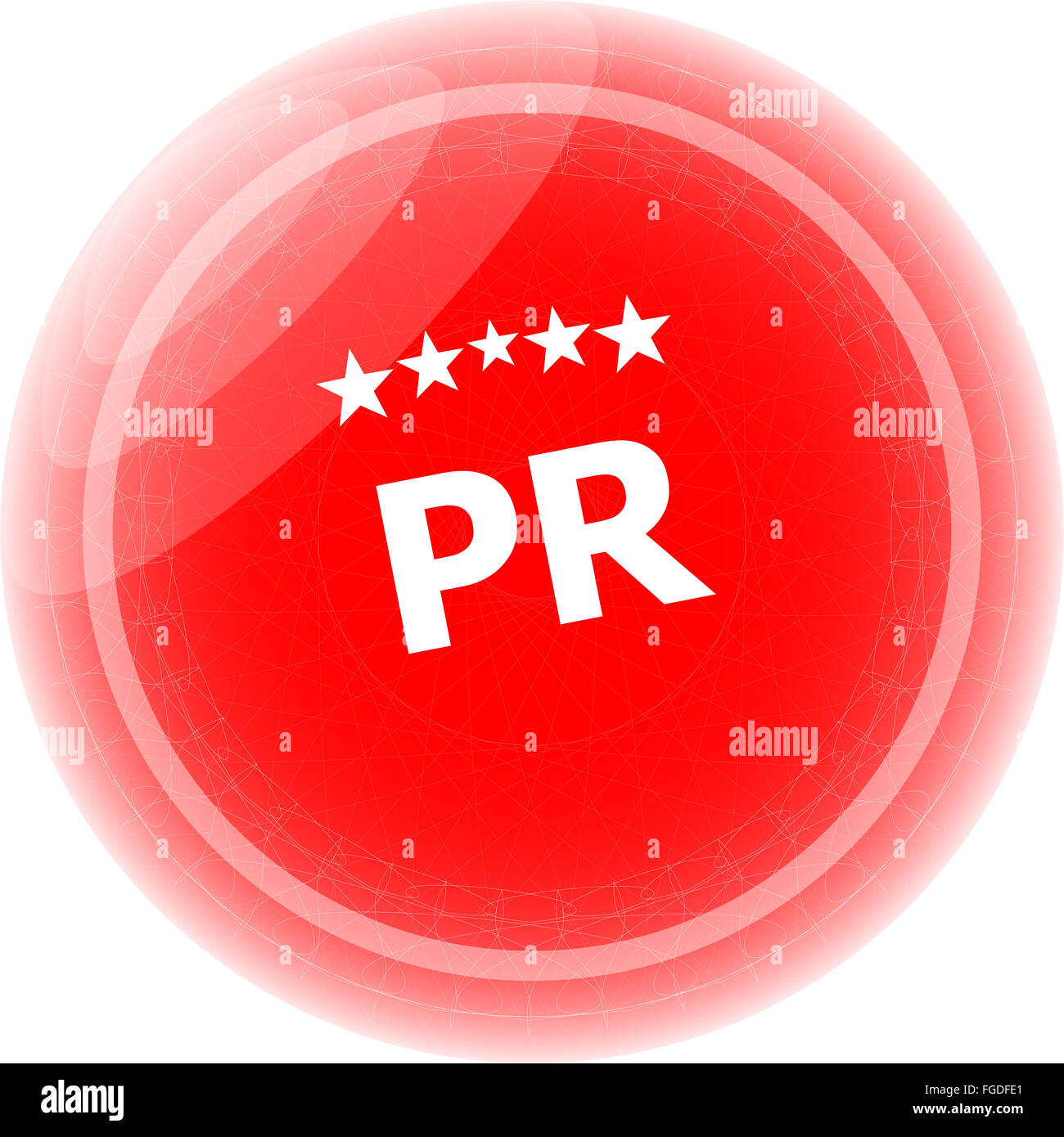 Pr parola su adesivi rossi, pulsante a icona Foto Stock