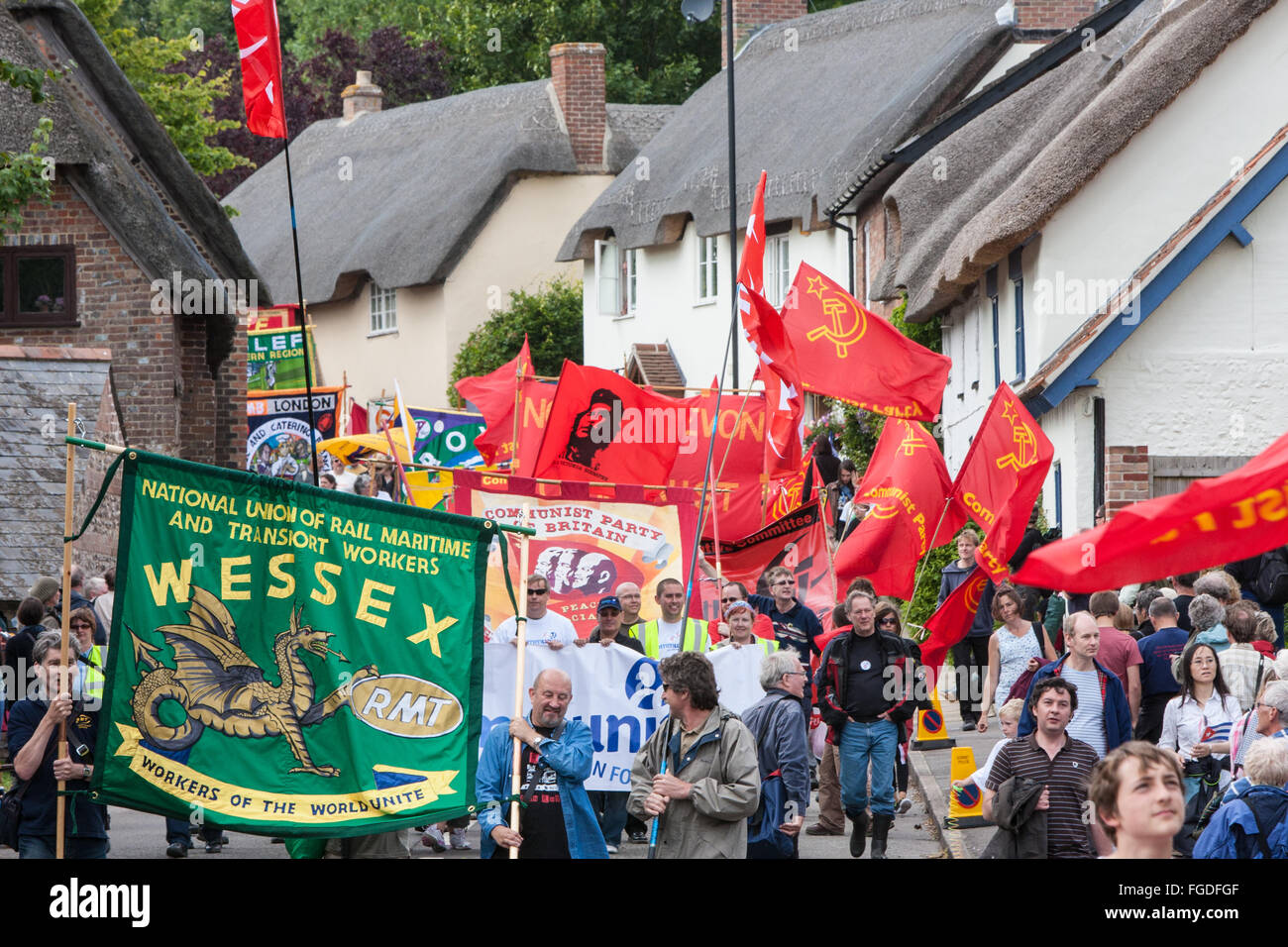 A Tolpuddle martiri Festival.Sindacali rally di raccolta si tiene ogni anno nel mese di luglio in Dorset villaggio di Tolpuddle,l'Inghilterra,l'Europa. Foto Stock