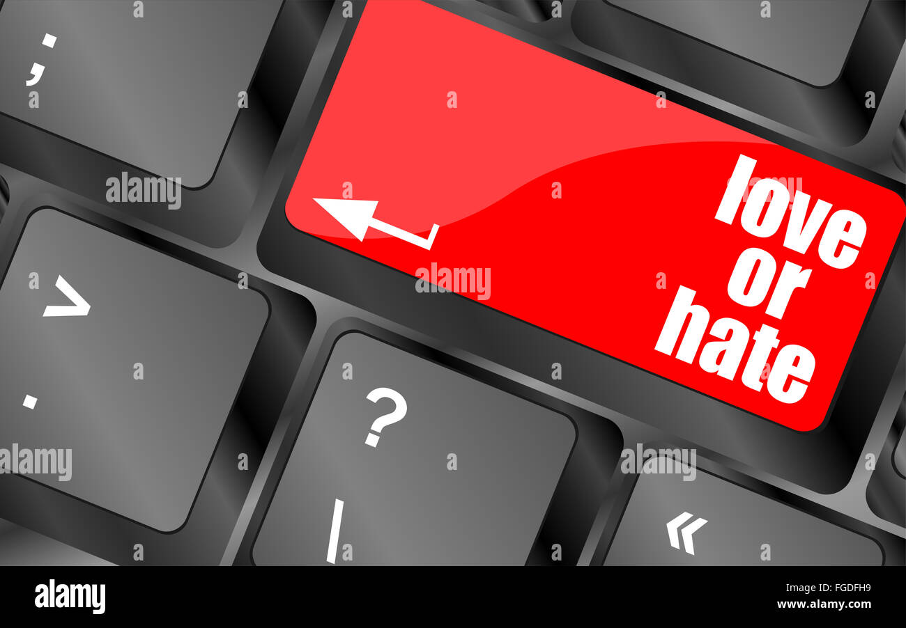 Amore o odio relazioni impressioni di comunicazione delle valutazioni recensioni tastiera del computer chiave, Foto Stock