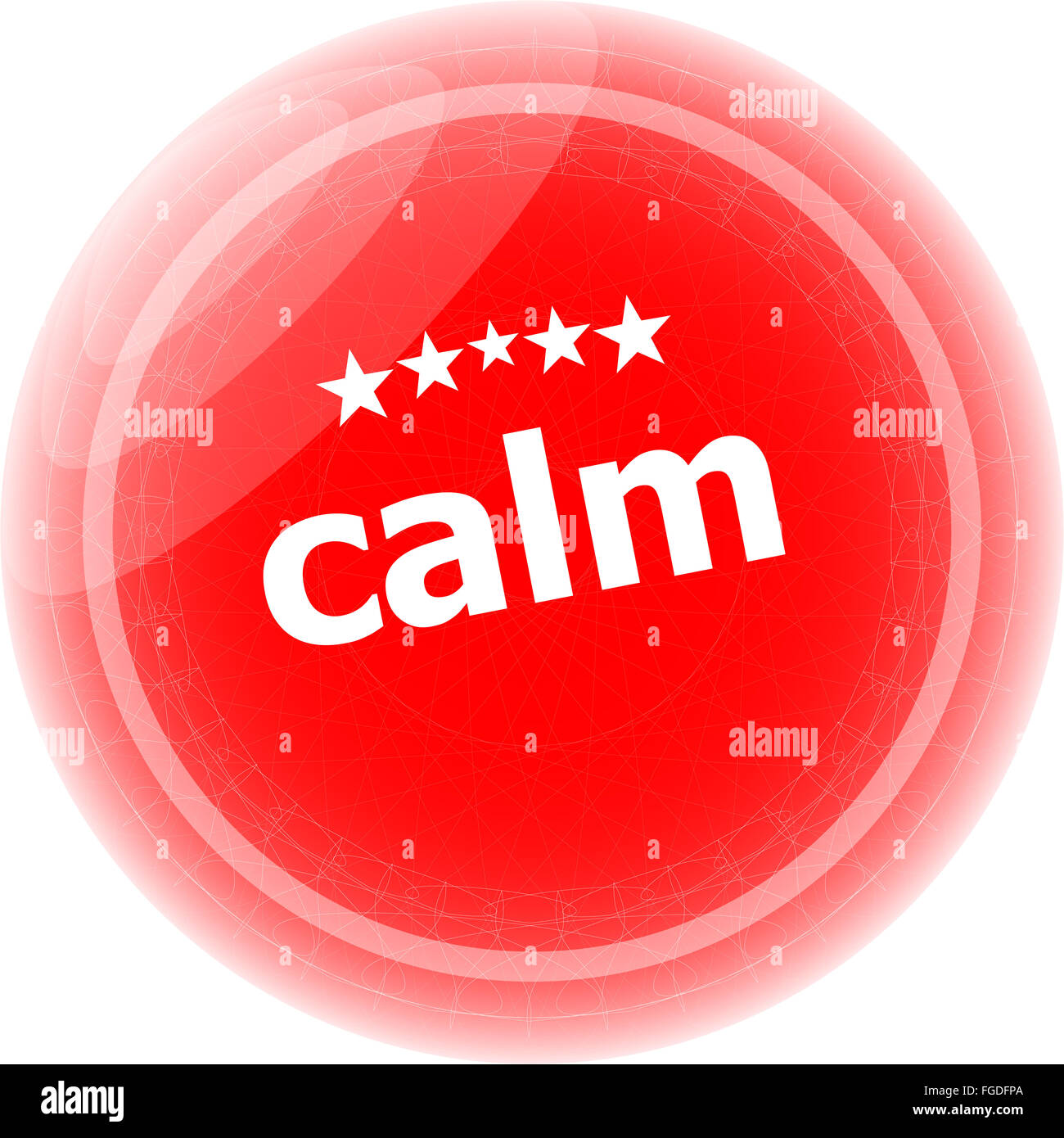 Calma parola stickers pulsante rosso, web pulsante a icona Foto Stock