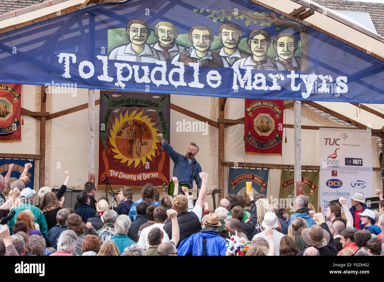 A Tolpuddle martiri Festival.Sindacali rally di raccolta si tiene ogni anno nel mese di luglio in Dorset villaggio di Tolpuddle,l'Inghilterra,l'Europa. Foto Stock