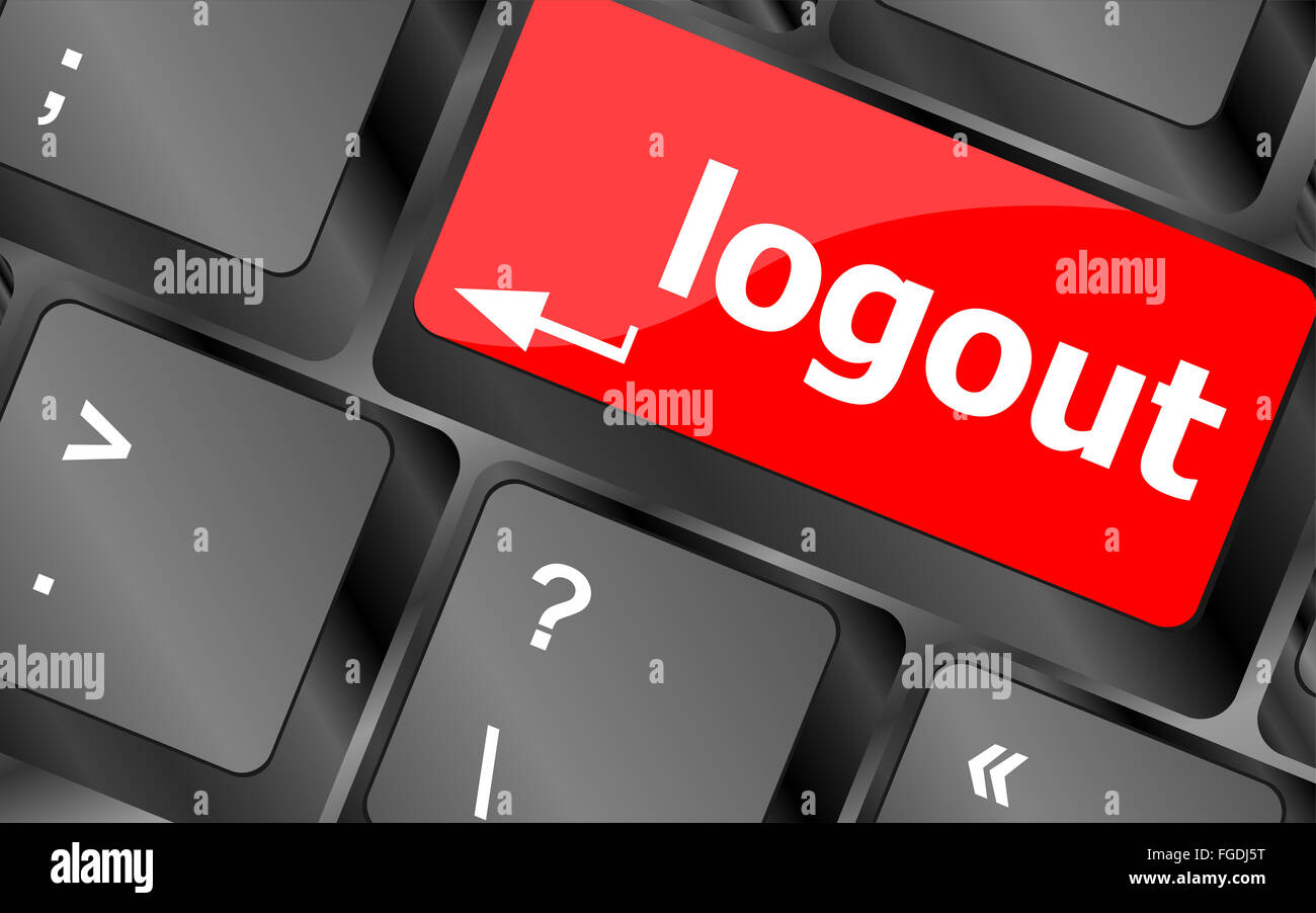 Tastiera del computer il tasto log out, concetto di business Foto Stock